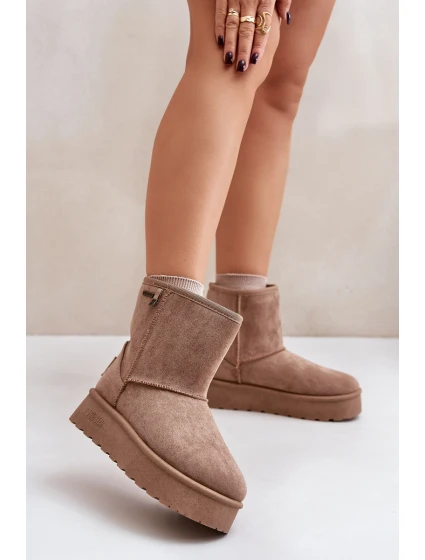 Wysokie Śniegowce Damskie Na Platformie Big Star OO274A097 Beżowe Wysokie Śniegowce Damskie Na Platformie Big Star OO274A097 Beżowe