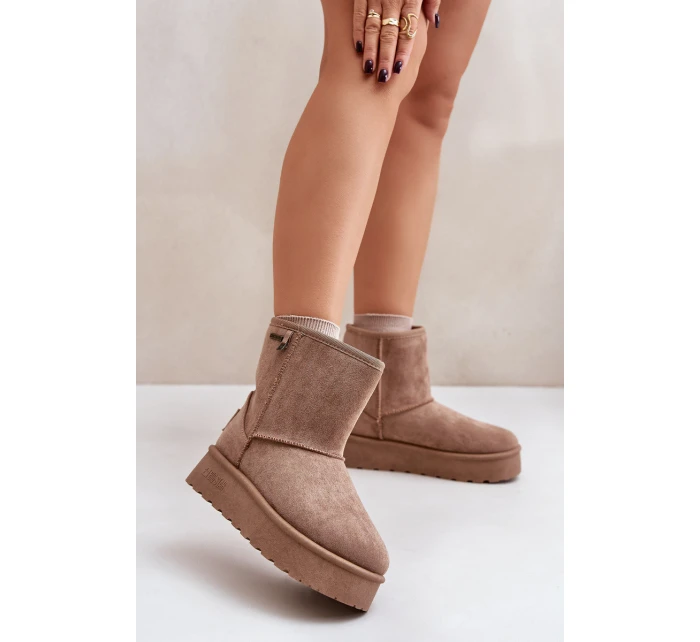 Wysokie Śniegowce Damskie Na Platformie Big Star OO274A097 Beżowe Wysokie Śniegowce Damskie Na Platformie Big Star OO274A097 Beżowe