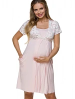 Dámska tehotenská nočná košeľa 3123 / 155625 Oudr Pink with Ecru - Lupo Line