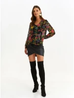 Dámska blúzka SBD1480 čierna s potlačou - FPrice Dámska blúzka SBD1480 čierna s potlačou - FPrice