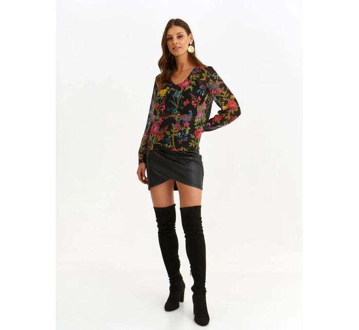 Dámska blúzka SBD1480 čierna s potlačou - FPrice Dámska blúzka SBD1480 čierna s potlačou - FPrice