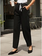 Spodnie damskie z wysokim stanem z czarne model 22067215 - FashionStreet