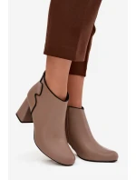 Skórzane Botki Ocieplane Na Słupku Beżowe Ivessara Skórzane Botki Ocieplane Na Słupku Beżowe Ivessara