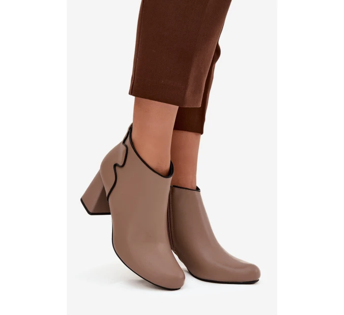 Skórzane Botki Ocieplane Na Słupku Beżowe Ivessara Skórzane Botki Ocieplane Na Słupku Beżowe Ivessara