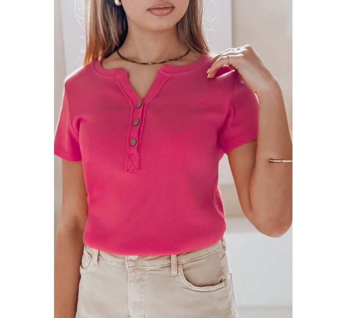 Dámská žebrovaná halenka LOOK růžová Dstreet model 21988809 - FashionStreet