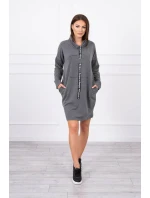 Šaty s kravatou v grafitovej farbe