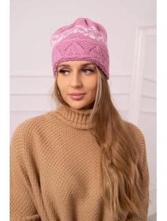 Dámska čiapka Kira K374 tmavo ružová+biela