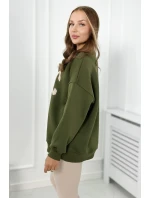 Bavlněná souprava, zateplená mikina + legíny khaki