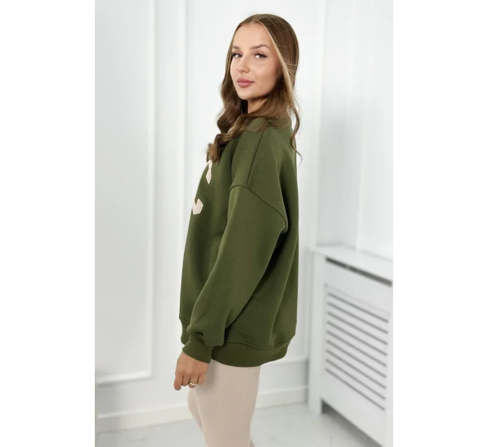 Bavlněná souprava, zateplená mikina + legíny khaki