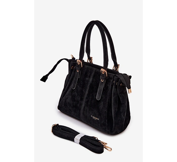 Kožená kabelka z ekologického semiše černá model 22111516 - Flora&Co
