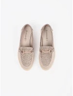 Praktické  mokasíny dámské hnědé bez podpatku