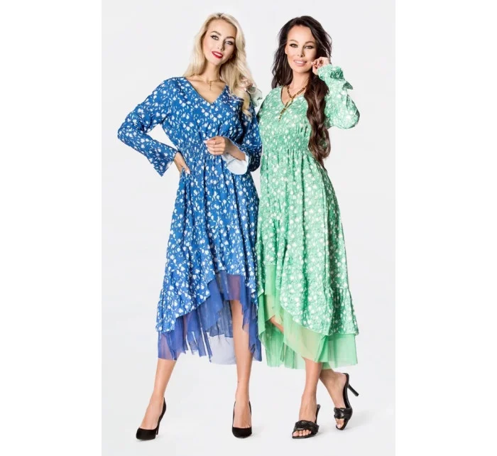 Svetlomodré vzdušné dámske šaty s ozdobnou spodnou časťou Ann Gissy (DLY017) Svetlomodré vzdušné dámske šaty s ozdobnou spodnou časťou Ann Gissy (DLY017)