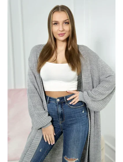 Sveter dlhý kardigan tmavo šedý