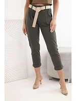 Kalhoty Punto s páskem khaki Kalhoty Punto s páskem khaki