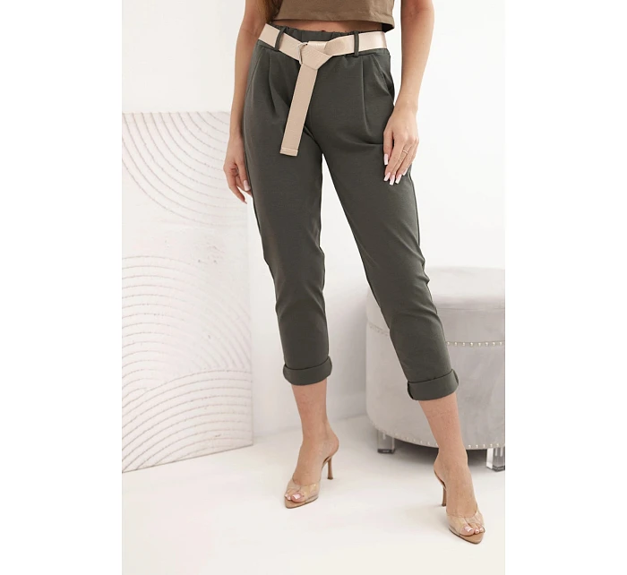 Kalhoty Punto s páskem khaki Kalhoty Punto s páskem khaki