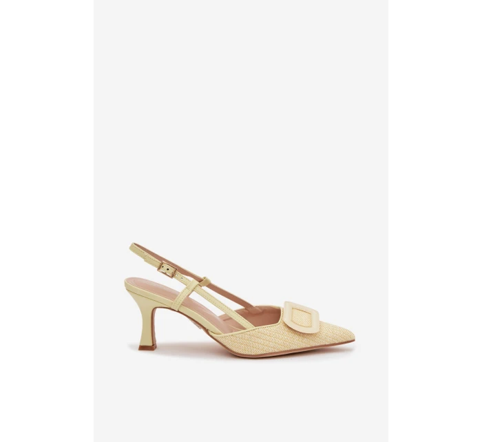 Dámské sandály na podpatku s ozdobným Žluté model 22028004 - Boto