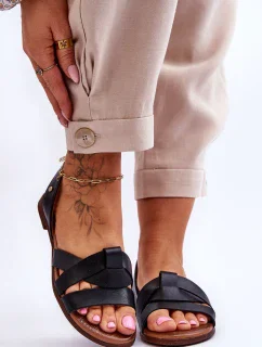Pohodlné kožené sandále Black Kayla