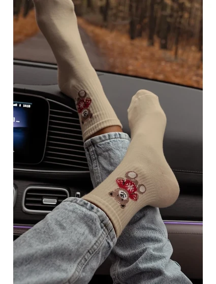 Dámske ponožky Bear Sweater Beige Dámske ponožky Bear Sweater Beige