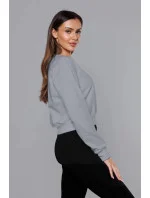Světle šedá tenká krátká dámská tepláková mikina model 18378943 - J.STYLE