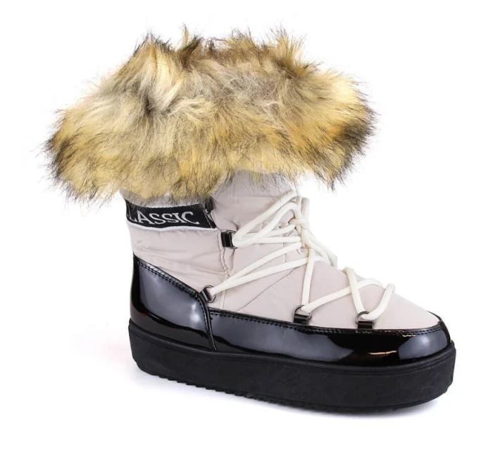 Šněrovací sněhule na platformě s kožešinou W model 18974979 beige - VINCEZA