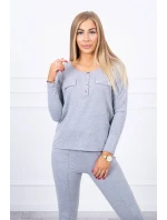 Súprava s gombíkovým výstrihom šedej farby Súprava s gombíkovým výstrihom šedej farby