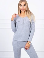 Súprava s gombíkovým výstrihom šedej farby