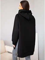 Mikina dámská oversize z bavlny s kapucí a kapsou černá Mikina dámská oversize z bavlny s kapucí a kapsou černá