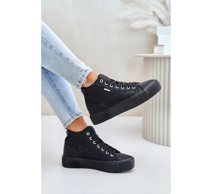 Ocieplane Trampki Damskie Z Przeszyciami Big Star OO274A480 Czarne Ocieplane Trampki Damskie Z Przeszyciami Big Star OO274A480 Czarne