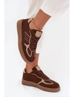 Niskie Sneakersy Damskie Brązowe Brenelle Niskie Sneakersy Damskie Brązowe Brenelle