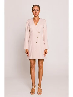 Šaty model 22313029 Blazer se zlatým knoflíkem – světle béžové - Moe