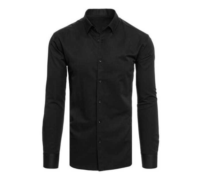 Pánska jednofarebná čierna košeľa Dstreet DX2494