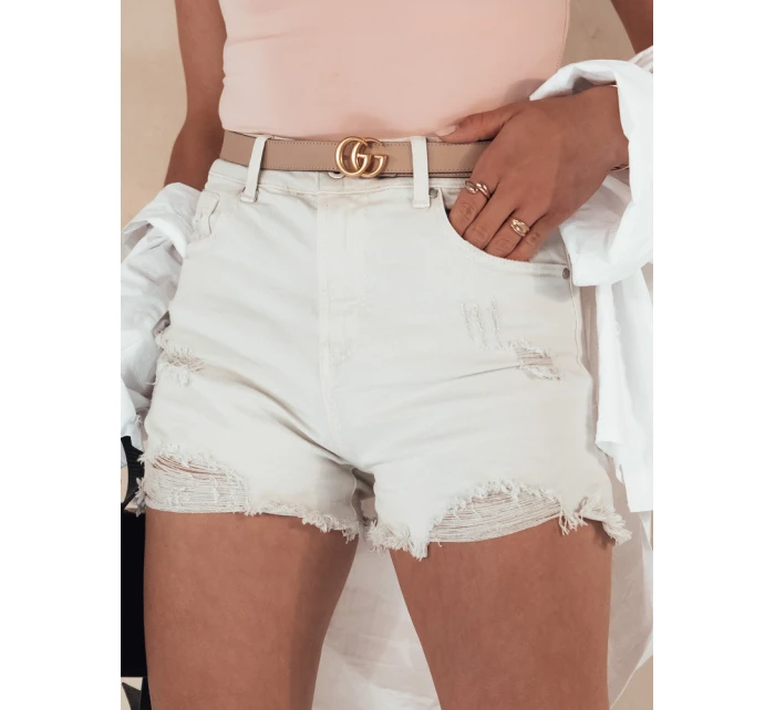 Dámske džínsové šortky POPGLAM light beige FashionStreet SY0384