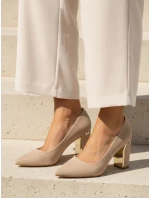 Dámske semišové lodičky na ihlovom podpätku béžovej farby FashionStreet ZY1398