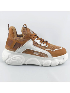 Dámské tenisky "sneakers" v karamelové barvě na platformě (YM-151)