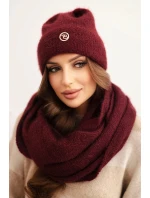 Dámska mäkká pletená súprava s čiapkou a nákrčníkom bordová Dámska mäkká pletená súprava s čiapkou a nákrčníkom bordová