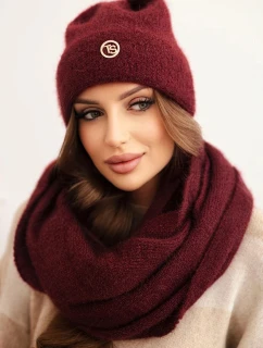 Dámská souprava s čepicí a model 21441702 z měkké pleteniny bordový - K-Fashion