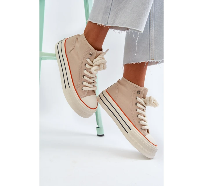 Dámské tenisky na platformě béžové model 21652307 - Boto Dámské tenisky na platformě béžové model 21652307 - Boto