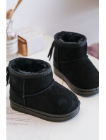 Detské zateplené snehové topánky s lemom, čierne Mikyla