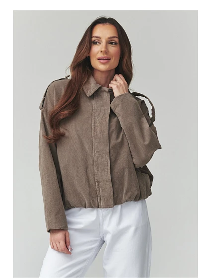 teplá šnúrová bunda model 225690 Makadamia teplá šnúrová bunda model 225690 Makadamia