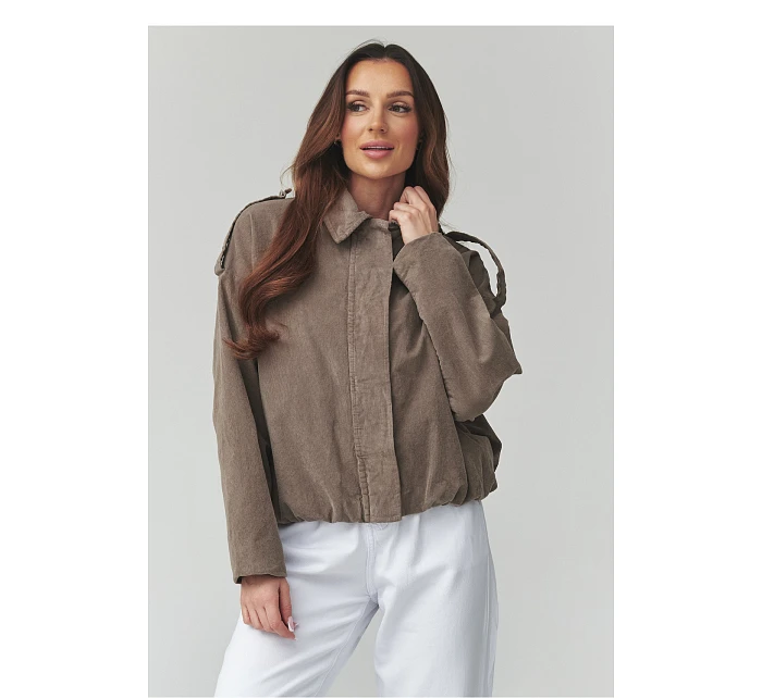 teplá šnúrová bunda model 225690 Makadamia teplá šnúrová bunda model 225690 Makadamia