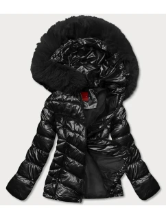 Čierna krátka bunda s kožušinou (TY036-1)