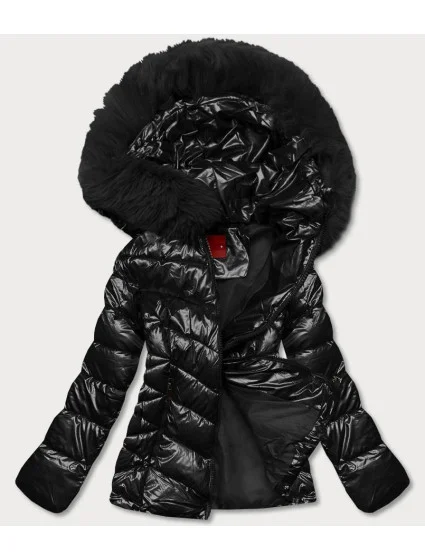 KRÓTKA KURTKA DAMSKA Z FUTERKIEM CZARNA model 21244612 - YES!PINK