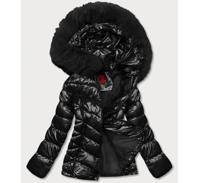 KRÓTKA KURTKA DAMSKA Z FUTERKIEM CZARNA model 21244612 - YES!PINK