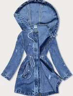 Dámska voľná džínsová bunda v modrej farbe (POP7120-K)