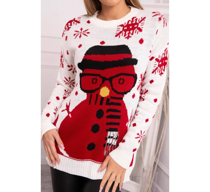 Vianočný sveter so snehuliakom vo farbe ecru