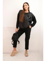 Dámský komplet z viskózy s model 21439230 mikinou a kalhotami černý - K-Fashion