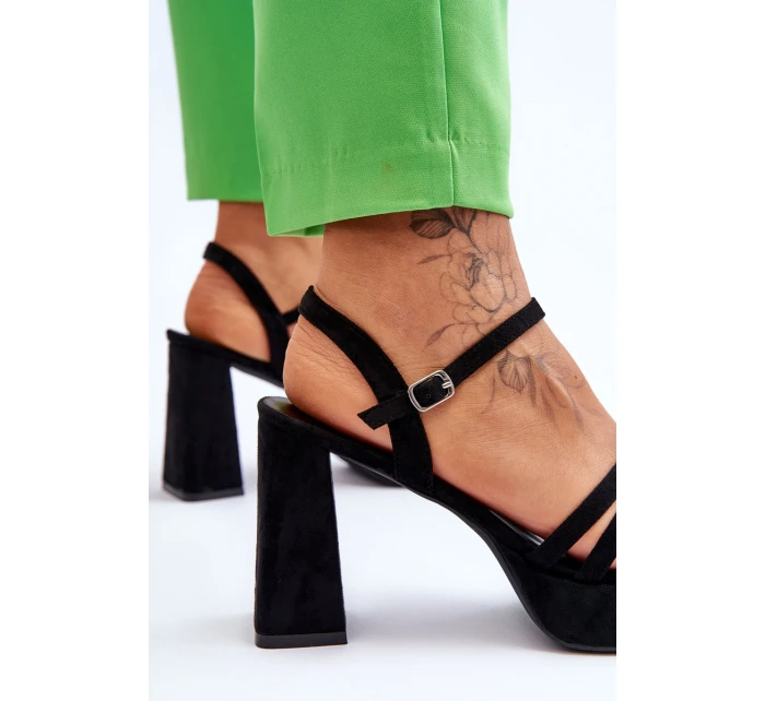 Dámské semišové sandály na platformě Černé model 21613994 - Boto