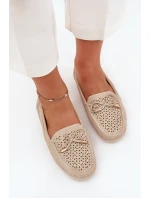 Dámské mokasíny s vzorem a šněrováním béžové model 21704522 - Boto