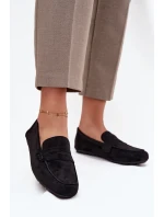Loafersy Mokasyny Damskie Płaskie Czarne Roseline
