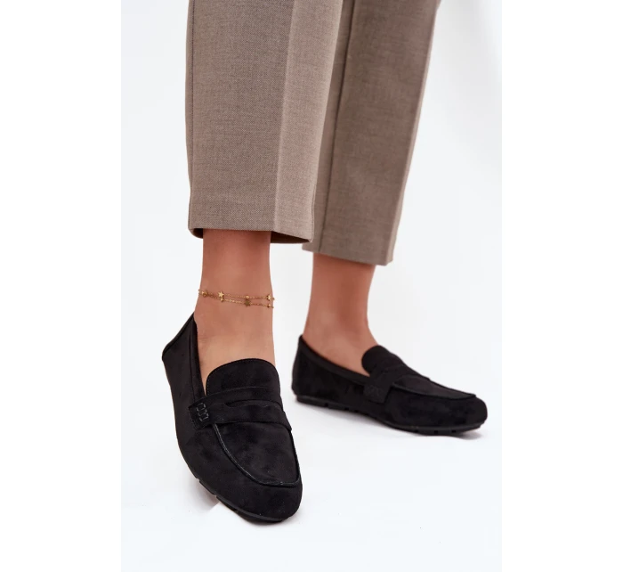 Loafersy Mokasyny Damskie Płaskie Czarne Roseline
